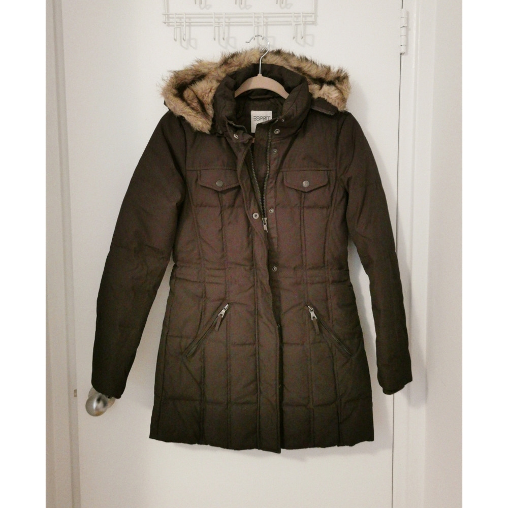 NWOT Esprit Down Jacket/Coat w/ Fur Filled Hood XS